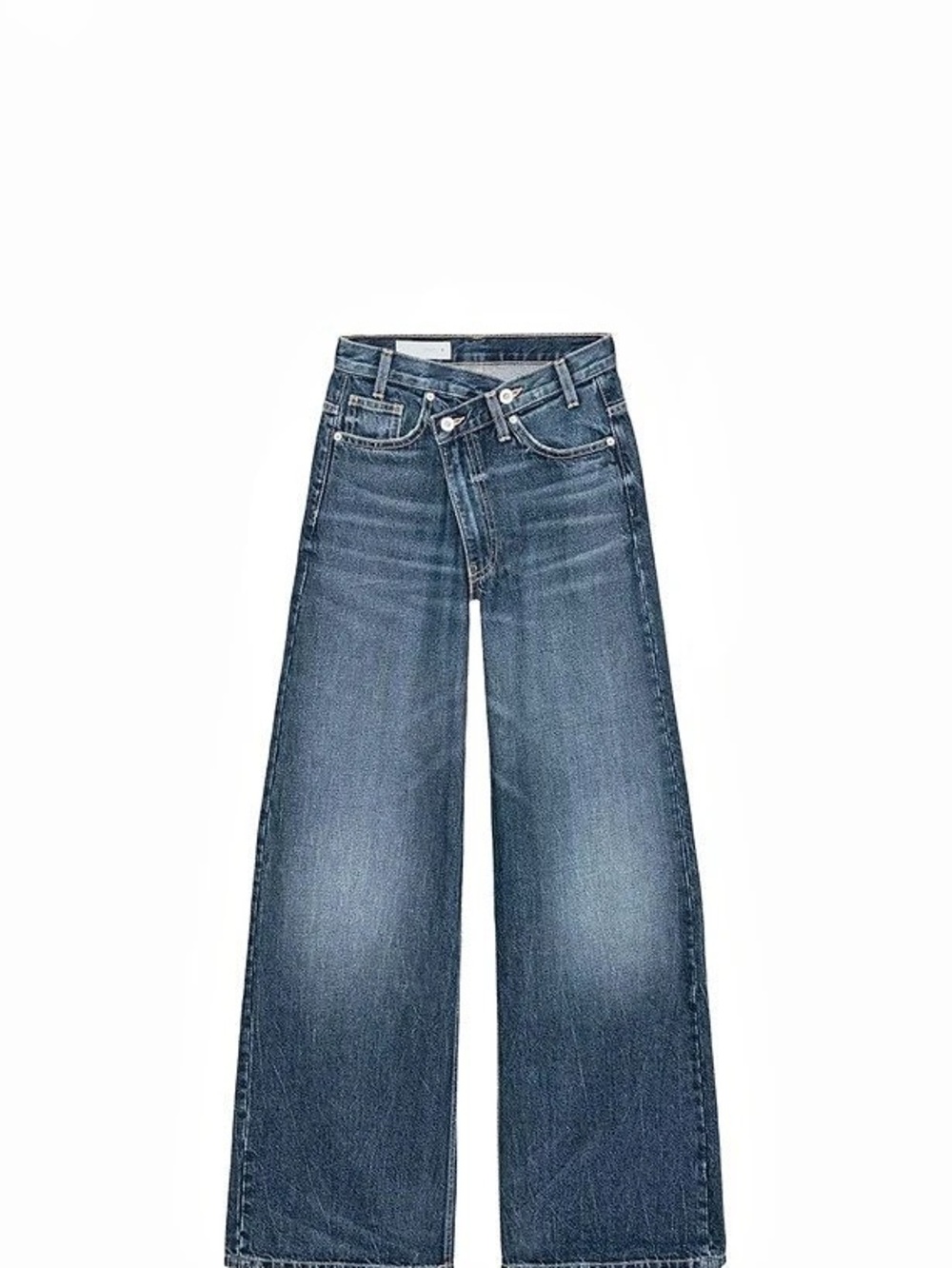ZARA TRF High Waist Crossover Waist Wide Leg Jeans Blue size 8